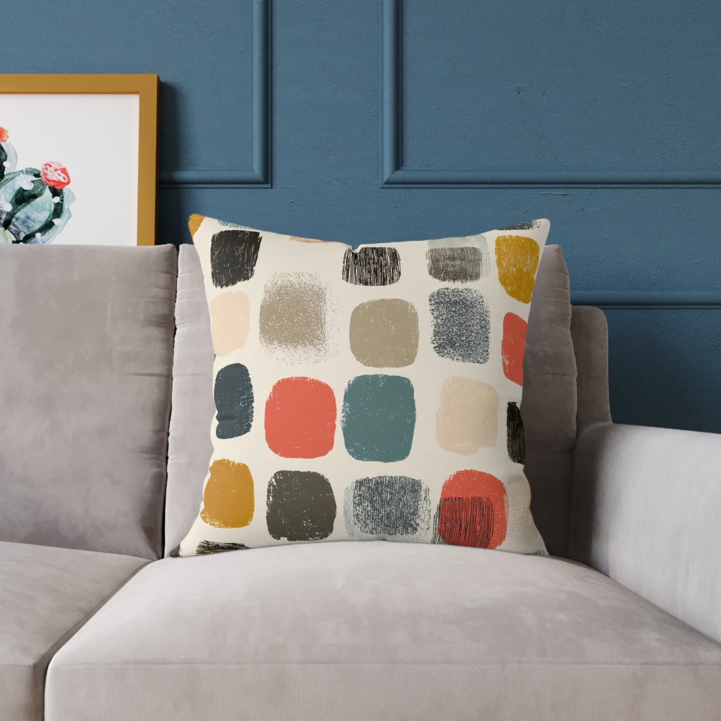 Painted Squares - Square Poly Canvas Pillow