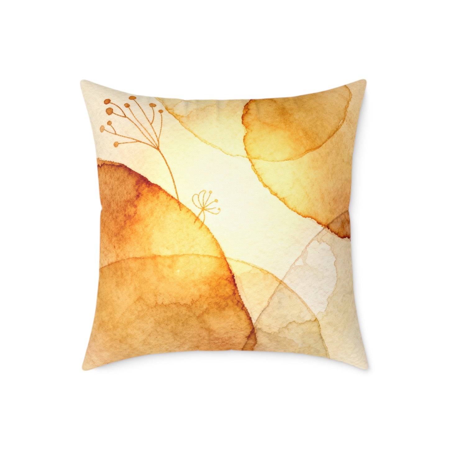 Warm Leaf Ember - Square Poly Canvas Pillow