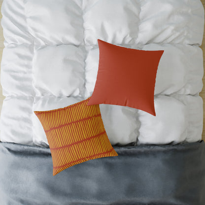 Loom Lines - Terracotta - Square Poly Canvas Pillow