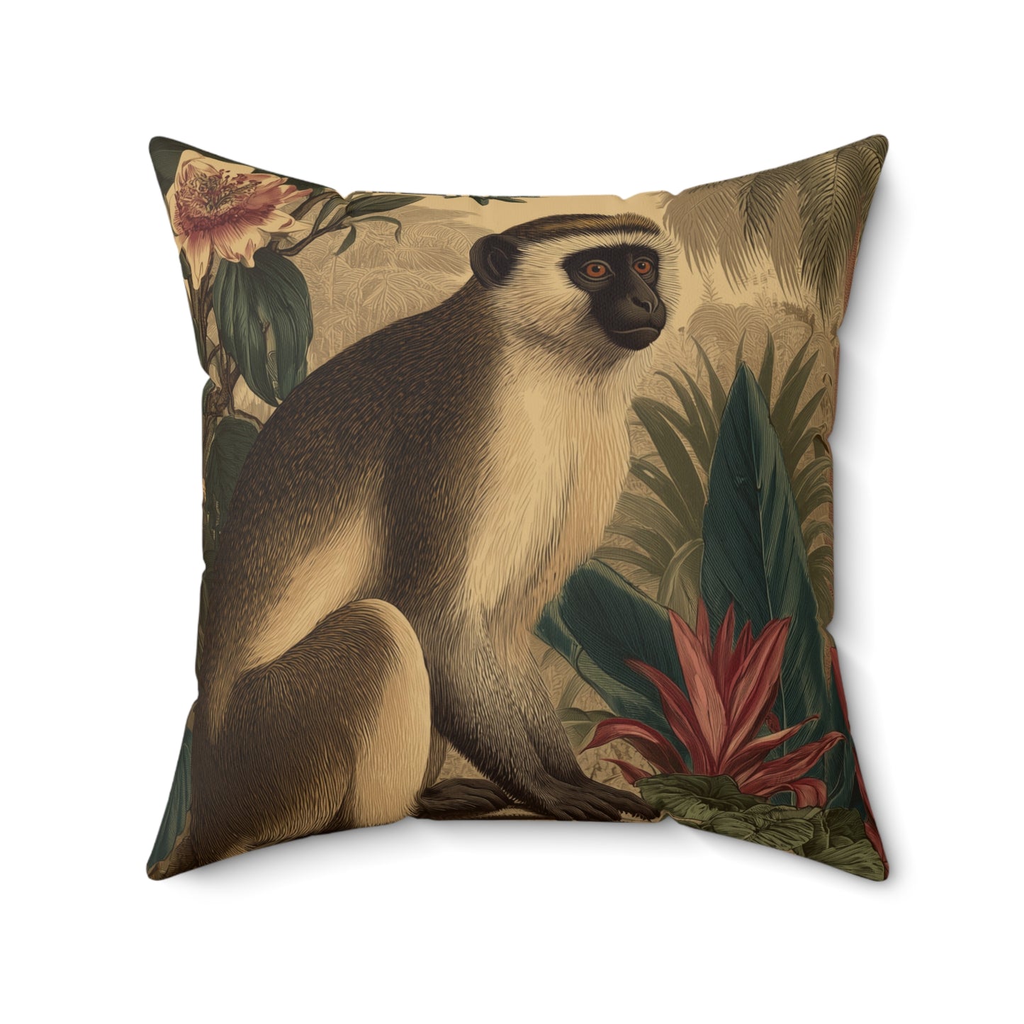 Tropical Vervet Retreat - Faux Suede Square Pillow