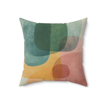 Soft Coral Blocks - Spun Polyester Square Pillow