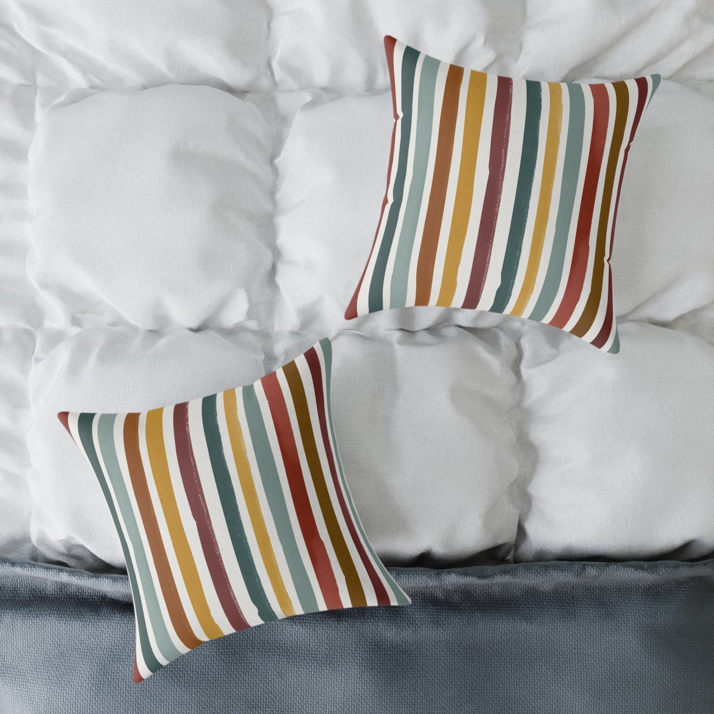 Earthbound Heritage Stripe - Square Poly Canvas Pillow