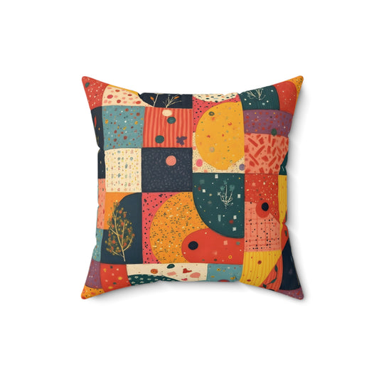 Patchwork Meadow Joy - Faux Suede Square Pillow