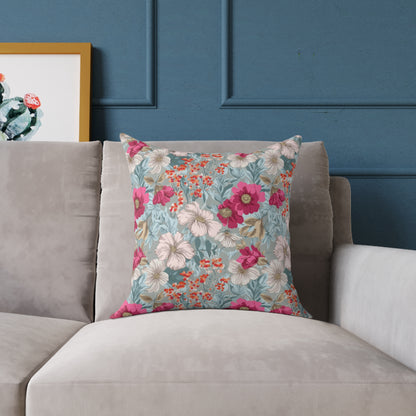 Blossom Carnival Field - Square Poly Canvas Pillow