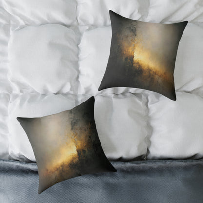 Eclipse Glow Shadow - Square Poly Canvas Pillow