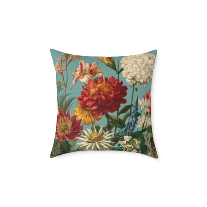 Scarlet & Ivory Floralscape - Square Poly Canvas Pillow
