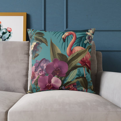 Tropical Blush Bloom - Square Poly Canvas Pillow