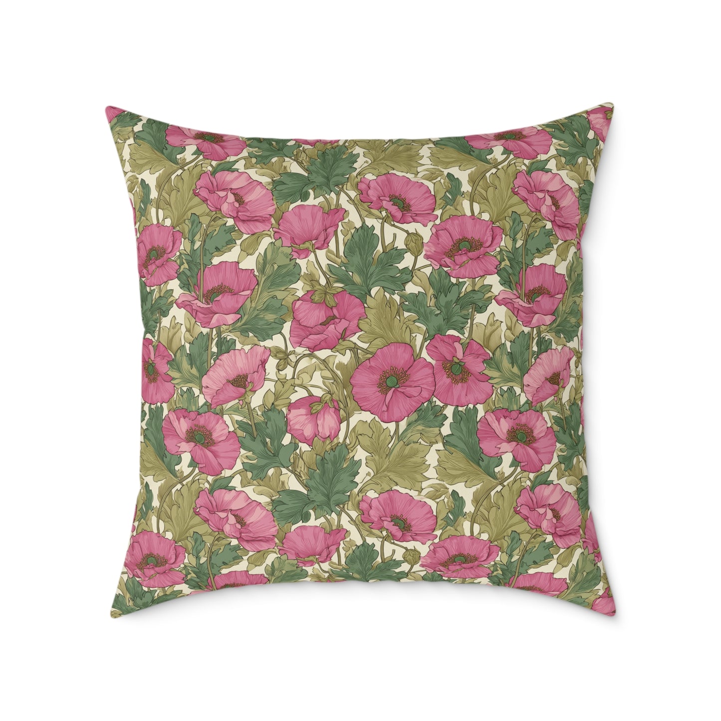 Roseleaf Garden Romance - Square Poly Canvas Pillow