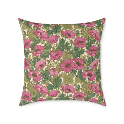 Roseleaf Garden Romance - Square Poly Canvas Pillow
