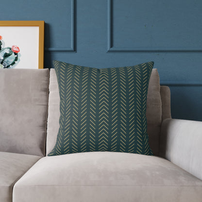 Teal Line Repeat - Square Poly Canvas Pillow