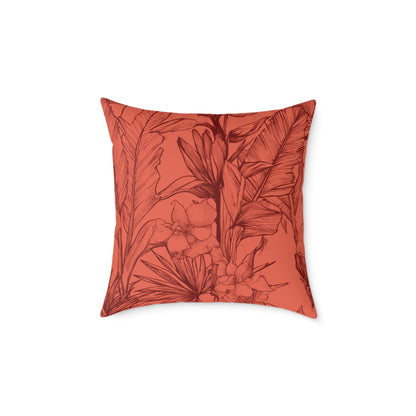 Terracotta Jungle Sketch - Square Poly Canvas Pillow