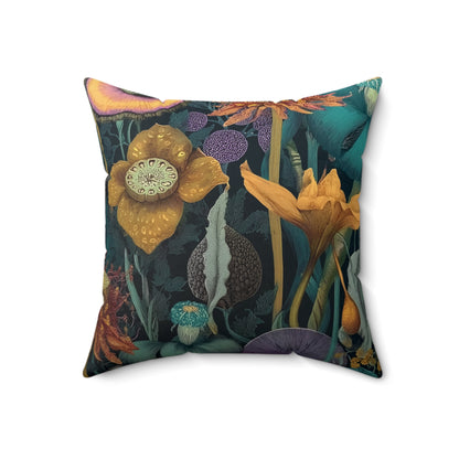 Midnight Bloom - Faux Suede Square Pillow