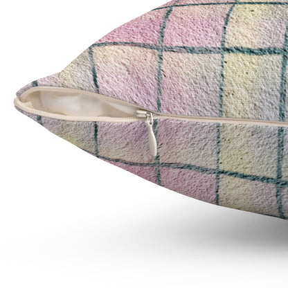 Pastel Grid Calm - Spun Polyester Square Pillow