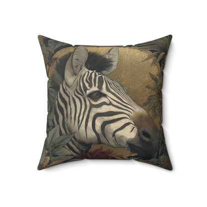 Golden Dawn Zebra - Faux Suede Square Pillow
