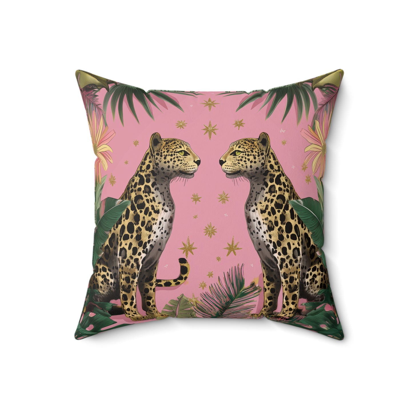 Pink Safari Leopards - Spun Polyester Square Pillow