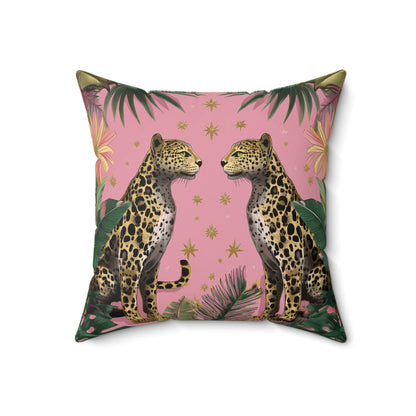Pink Safari Leopards - Spun Polyester Square Pillow