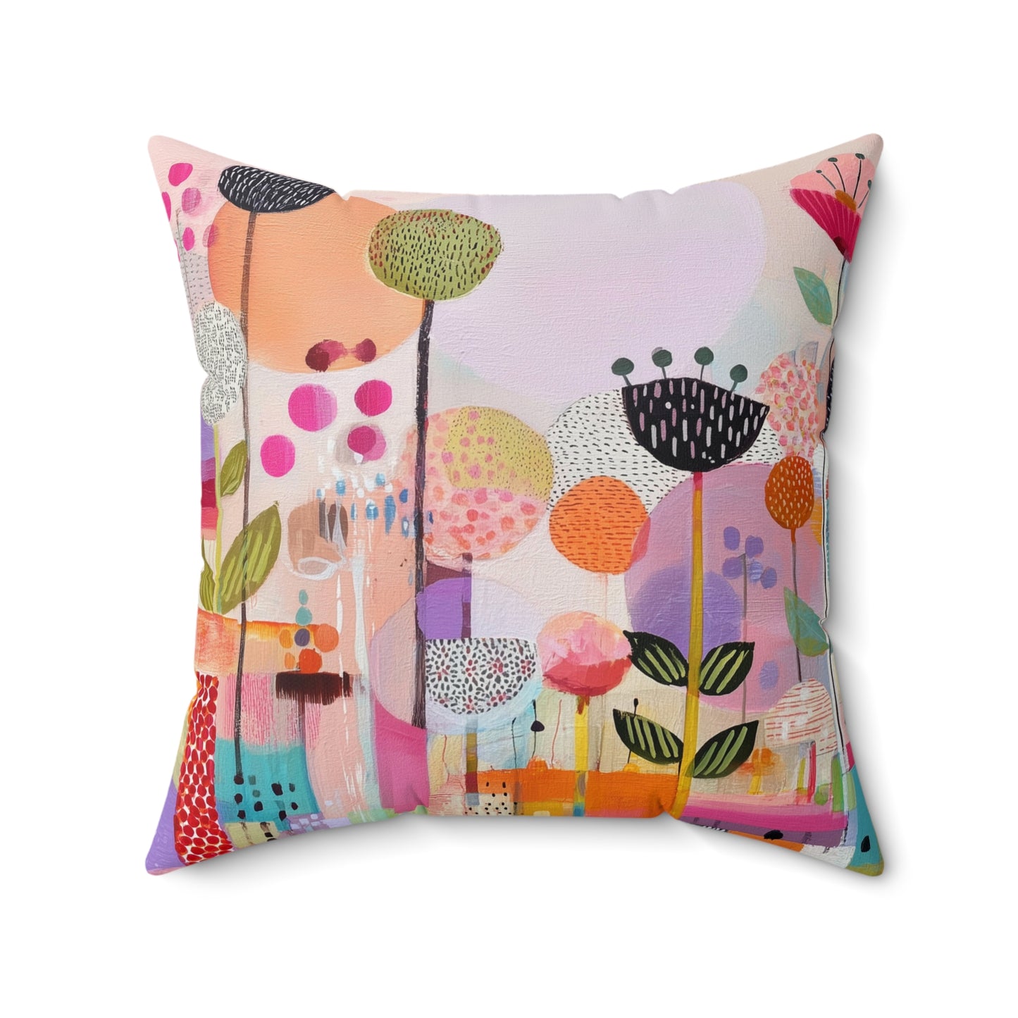 Playful Garden Carnival - Faux Suede Square Pillow