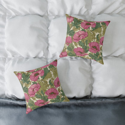 Blush Petal Canopy - Square Poly Canvas Pillow
