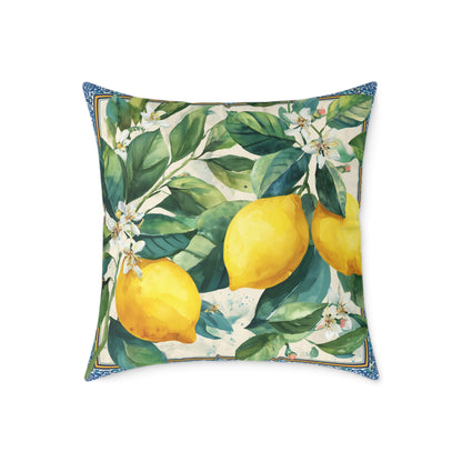 Amalfi Lemon Orchard - Square Poly Canvas Pillow