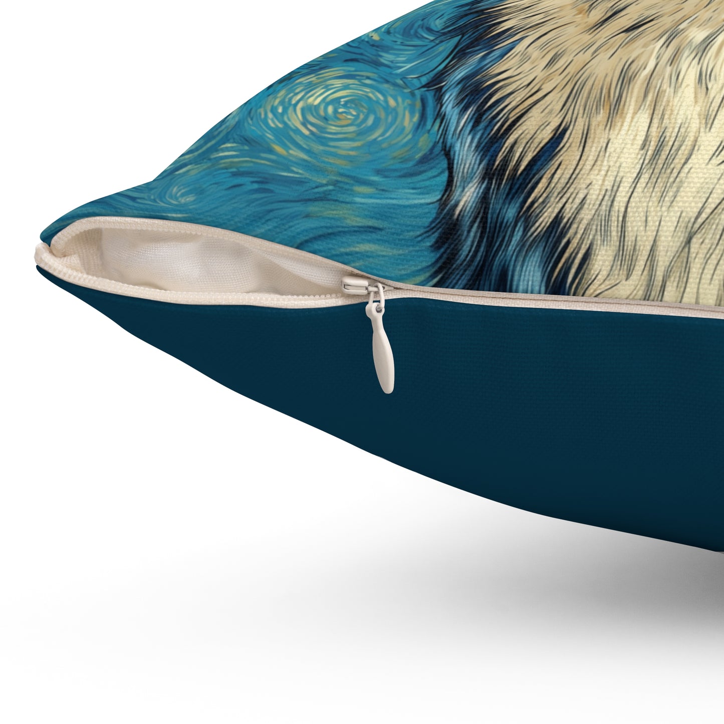Cosmic Blue Collie - Spun Polyester Square Pillow