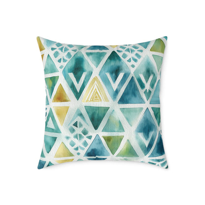 Capri Tidal Diamonds - Square Poly Canvas Pillow