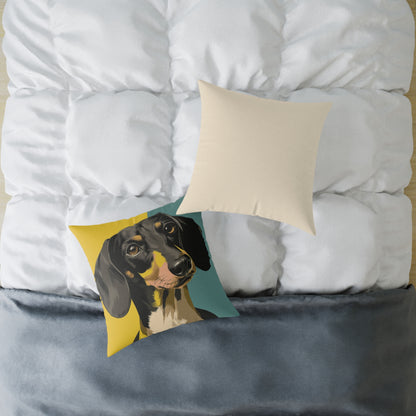 Dachshund Delight - Square Poly Canvas Pillow