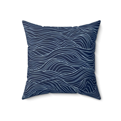 Deep Tide Lines - Spun Polyester Square Pillow