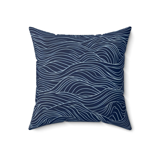 Deep Tide Lines - Spun Polyester Square Pillow