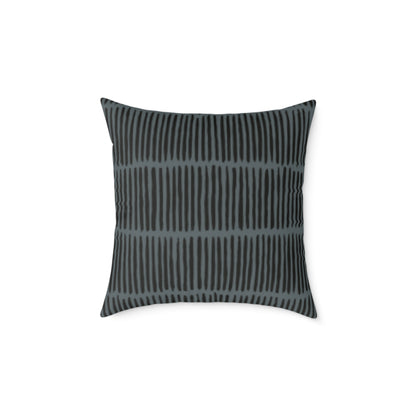 Loom Lines - Slate - Midnight - Square Poly Canvas Pillow