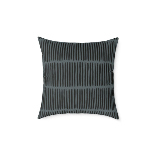 Loom Lines - Slate - Midnight - Square Poly Canvas Pillow