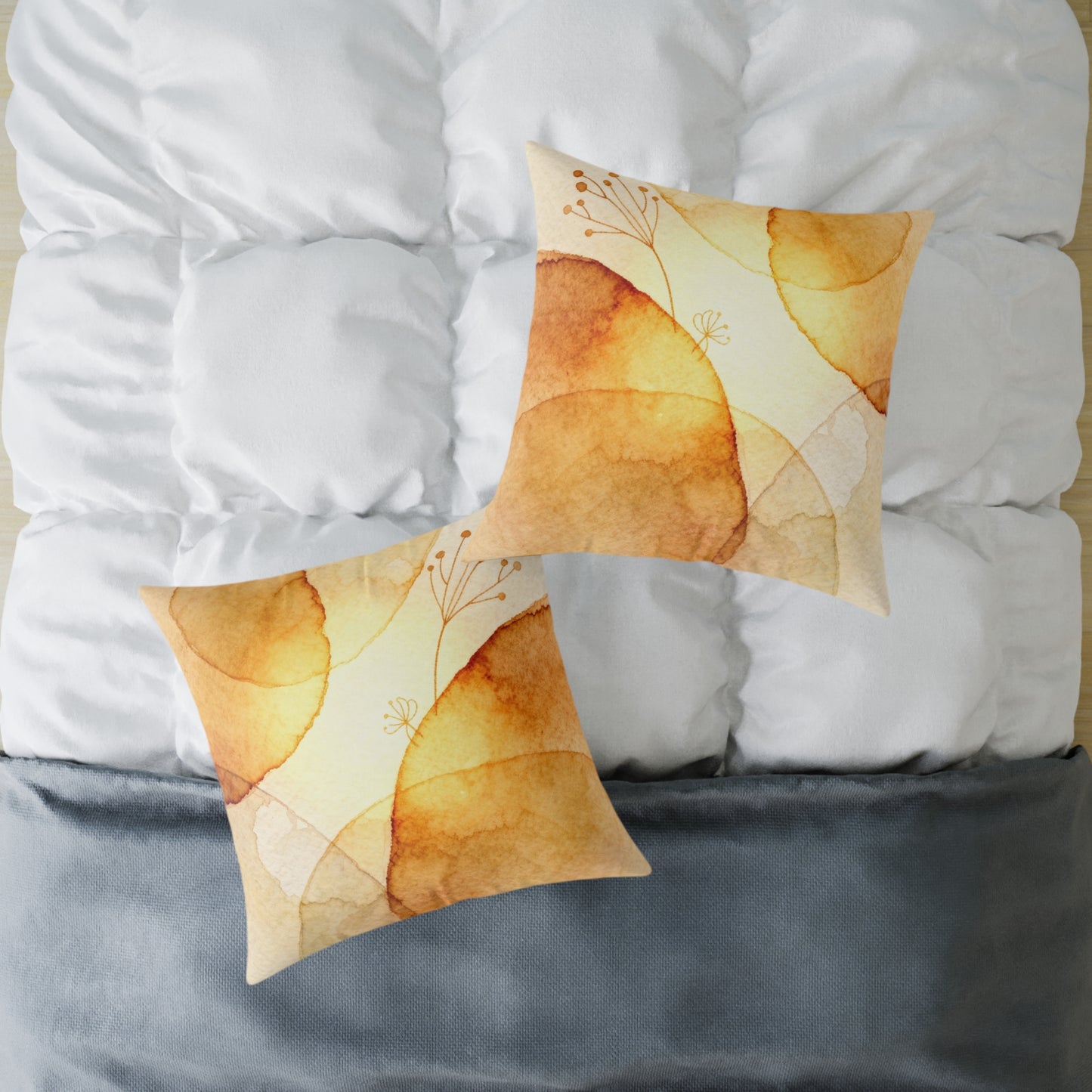 Warm Leaf Ember - Square Poly Canvas Pillow