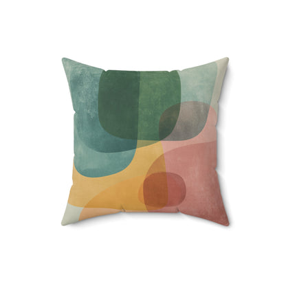 Soft Coral Blocks - Spun Polyester Square Pillow