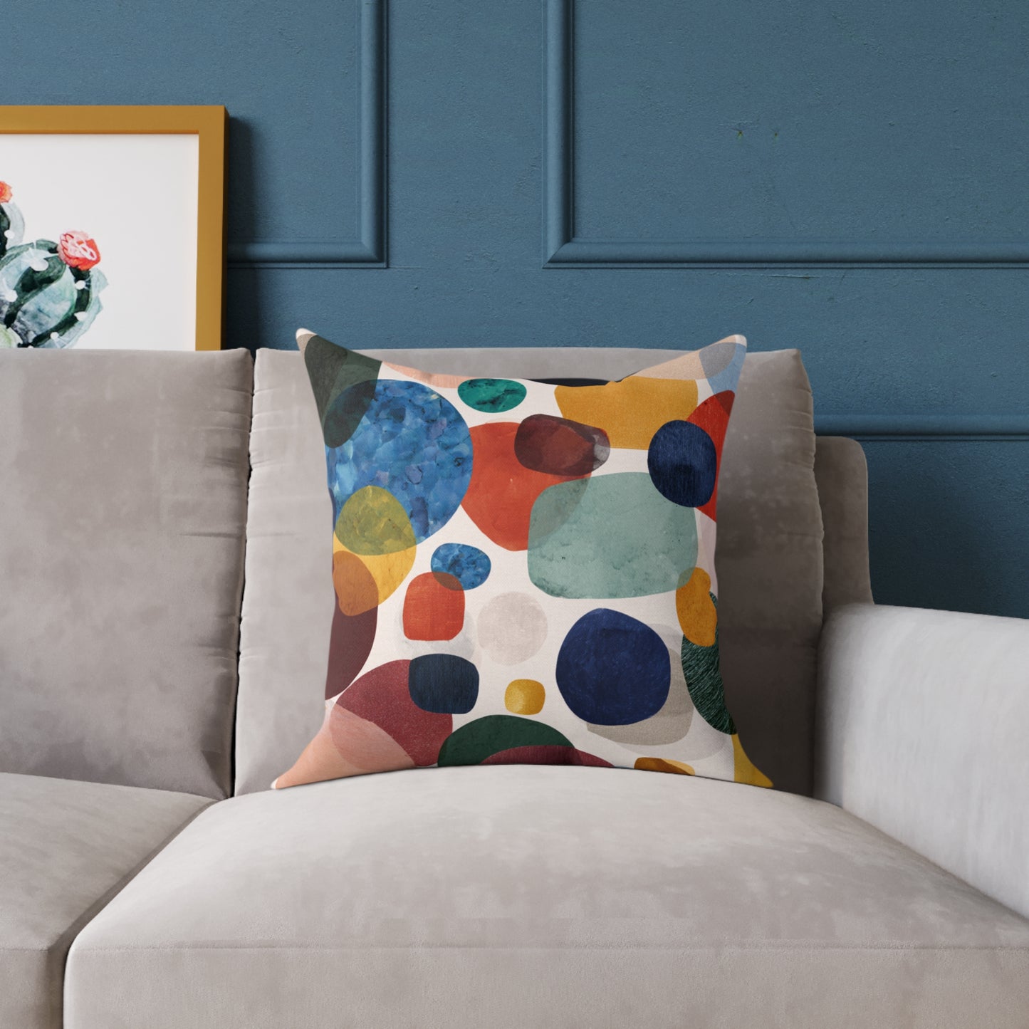 Retro Bubble Play - Square Poly Canvas Pillow