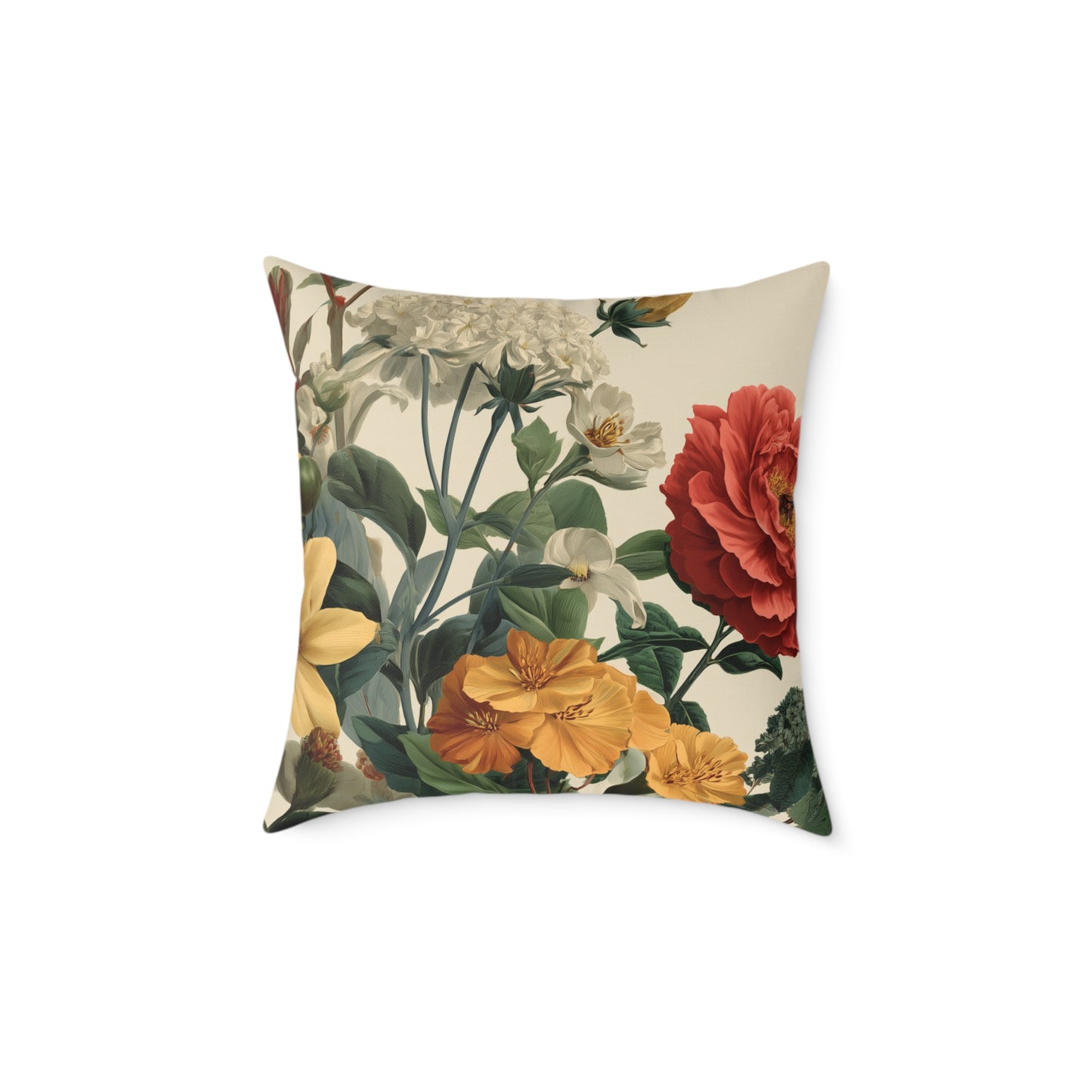 Sunlit Wildflower Bouquet - Square Poly Canvas Pillow