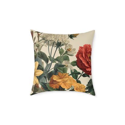 Sunlit Wildflower Bouquet - Square Poly Canvas Pillow