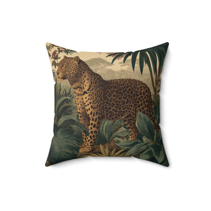 Midnight Leopard Wanderer - Faux Suede Square Pillow