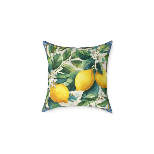 Amalfi Lemon Orchard - Square Poly Canvas Pillow