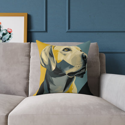 Golden Labrador - Square Poly Canvas Pillow