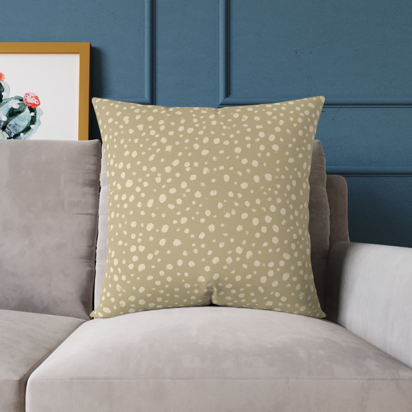 Pebble Scatter - Oat - Square Poly Canvas Pillow