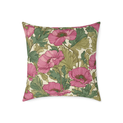 Blush Petal Canopy - Square Poly Canvas Pillow