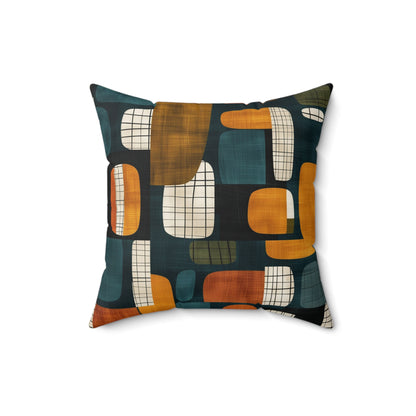 Retro Blockscape - Spun Polyester Square Pillow
