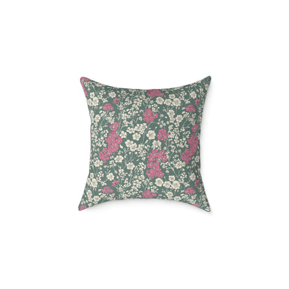 Wild Pink Meadow - Square Poly Canvas Pillow