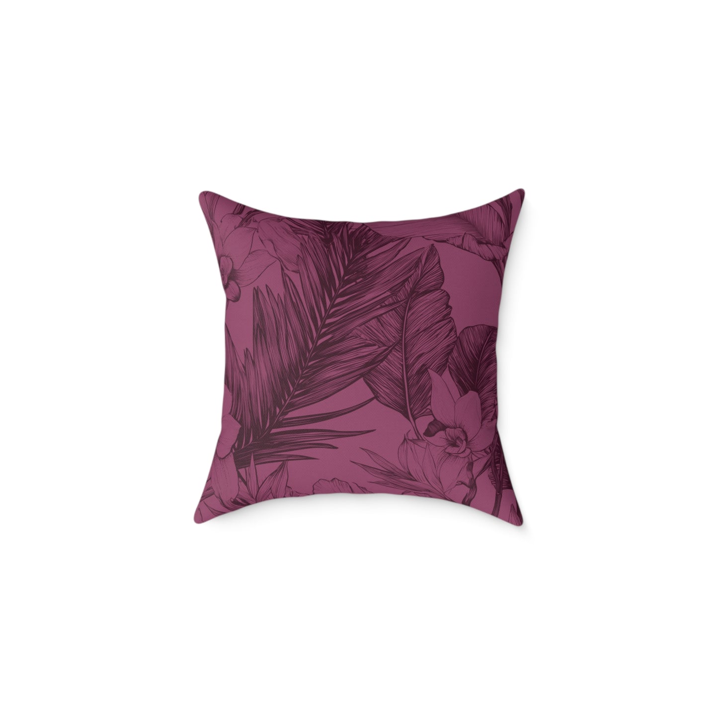 Mulberry Jungle Sketch - Square Poly Canvas Pillow