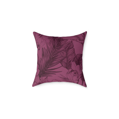 Mulberry Jungle Sketch - Square Poly Canvas Pillow