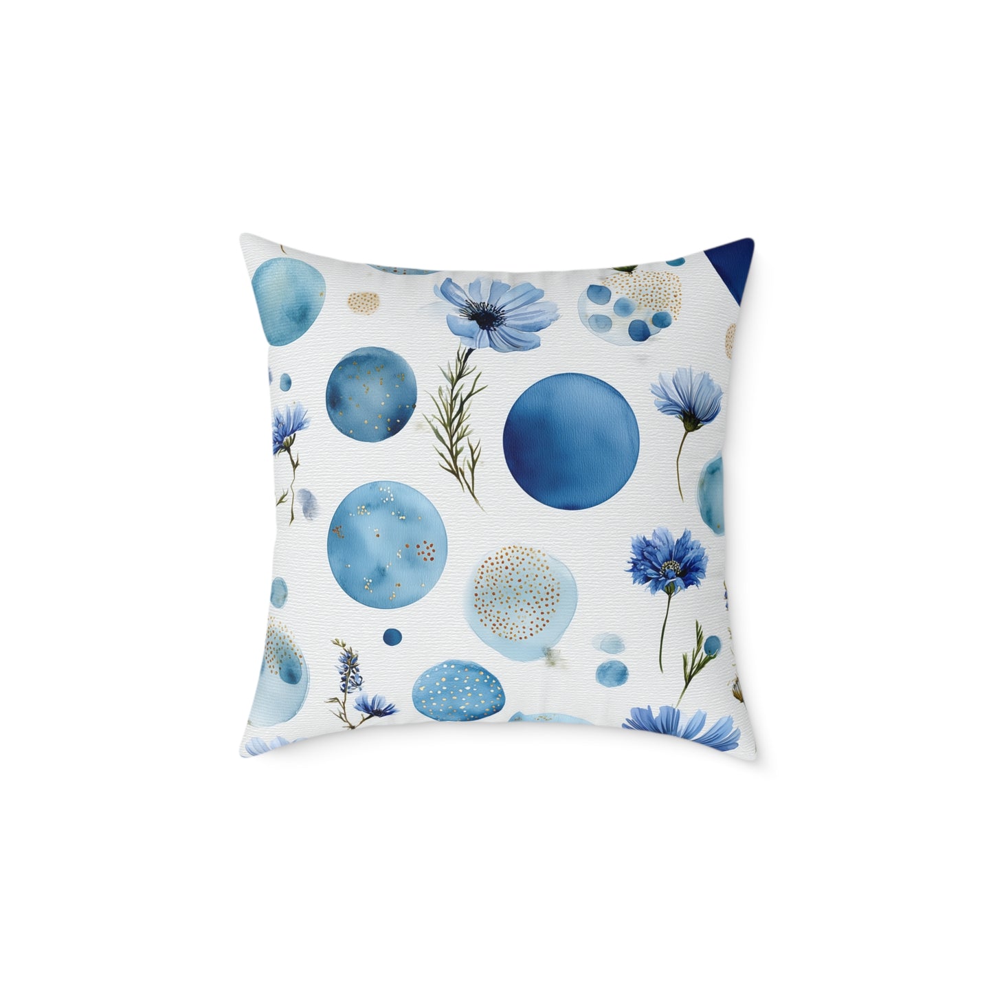 Azure Bloom Tide - Square Poly Canvas Pillow