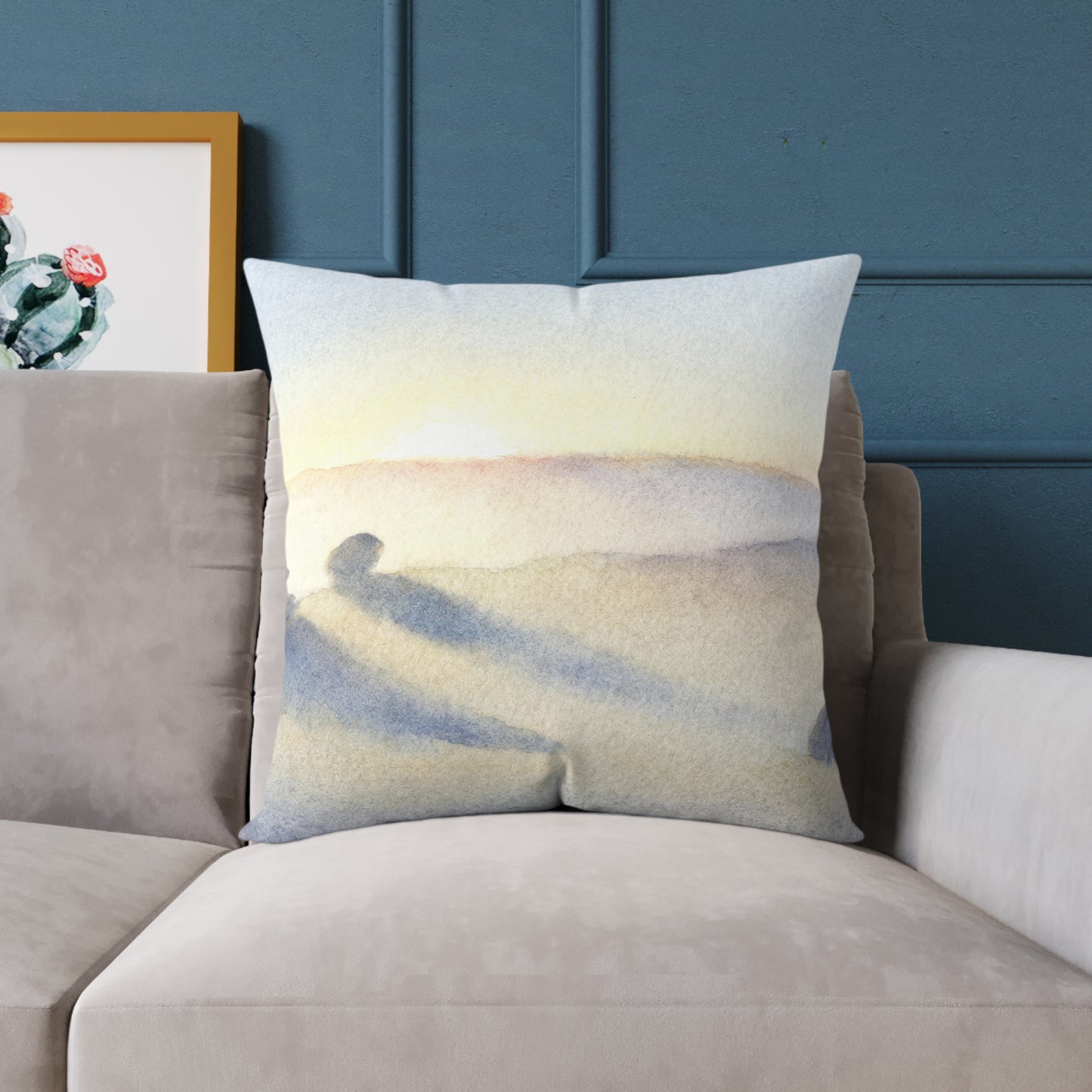 Morning Haze Field - Square Poly Canvas Pillow