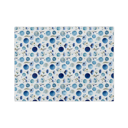 Blue Circle Flowers - Velveteen Microfiber Blanket