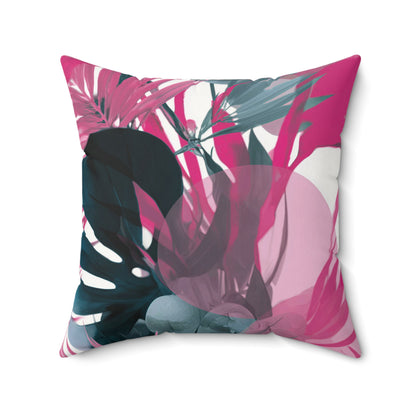 Midnight Palm Burst - Faux Suede Square Pillow