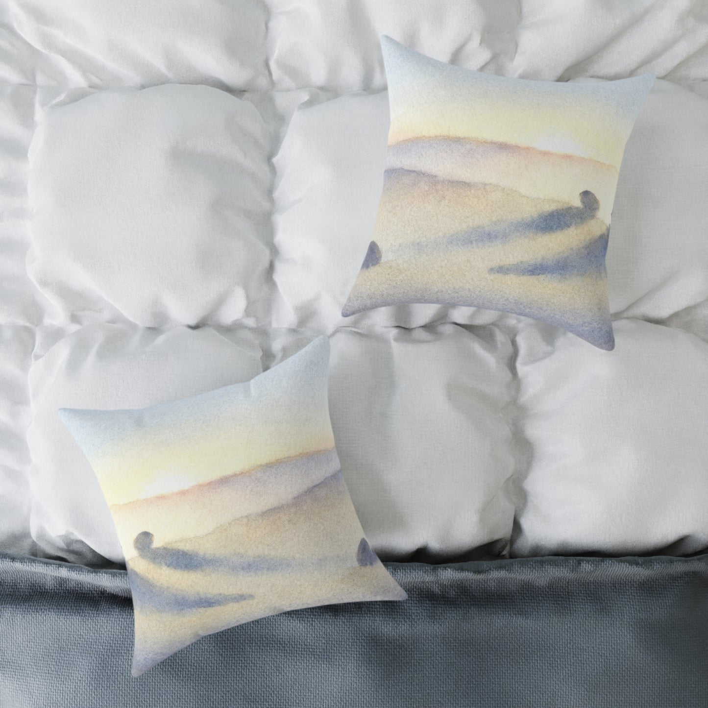 Morning Haze Field - Square Poly Canvas Pillow