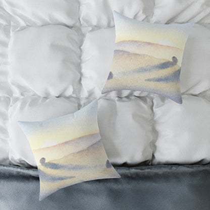 Morning Haze Field - Square Poly Canvas Pillow